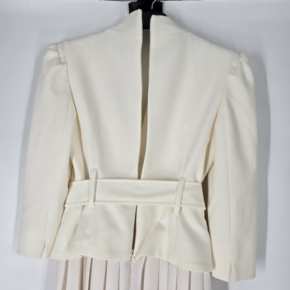 Karen Millen NEW Tailored Belted Blazer Midi Dress in Ivory Size US 4 - Picture 6 of 9